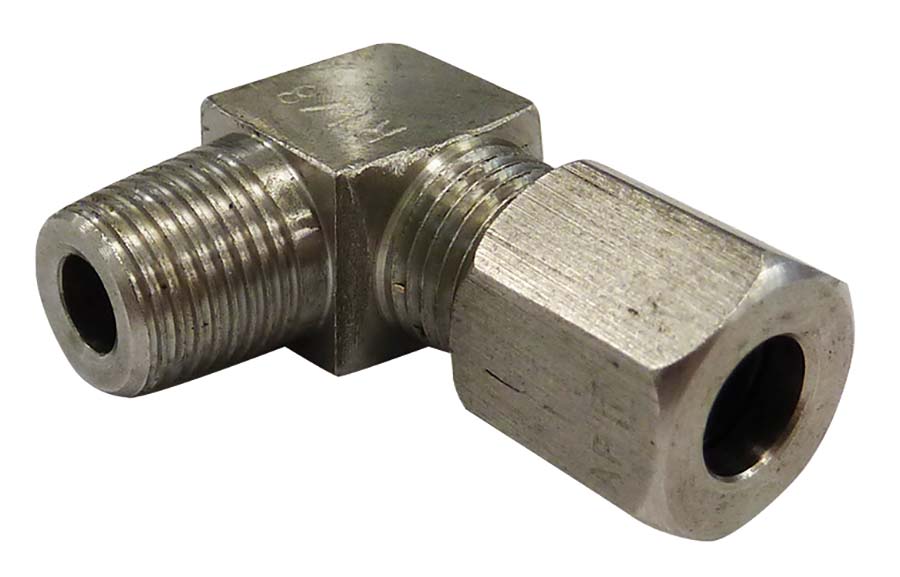 LL 90° Elbow Male Stud 316 Stainless Steel Thread: 1/8" BSPT Tube OD 6 mm - Part number LU-1120S/S