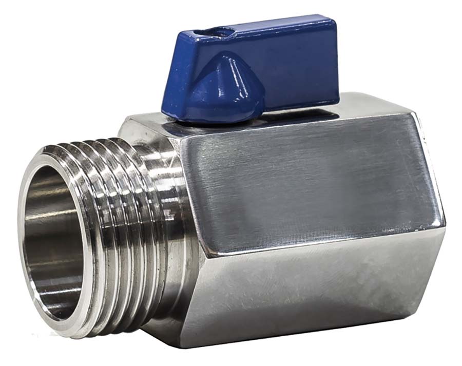 REDUCED BORE MINI BALL VALVE - BSPP MALE / BSPP FEMALE Female: 1/4" BSPP - Male: 1/4"" BSPP Working Pressure: 1000 PSI" - Part number SJ-B/V11-04