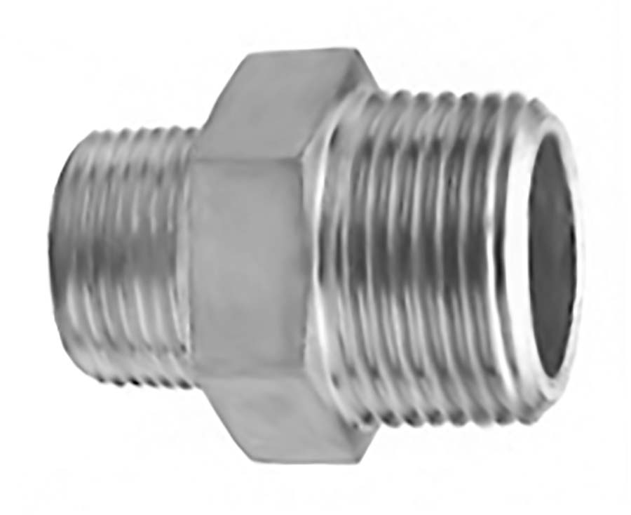 Hexagon Reducing Nipple - BSPT Male Male: 1/4" BSPT - Male: 1/8"" BSPT" - Part number SJ-F33-0402