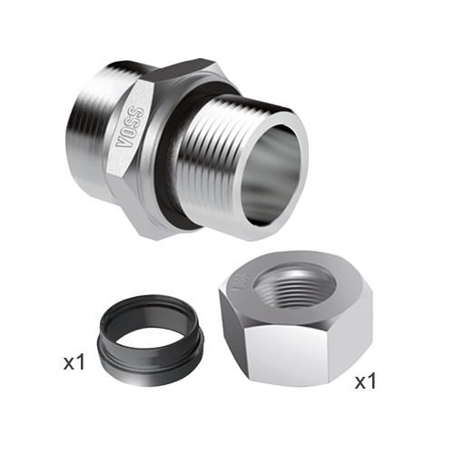 VOSS - Stud Coupling Complete Form E BSPP male with sealing ring - Part number V24-SDSC-L35-G112E