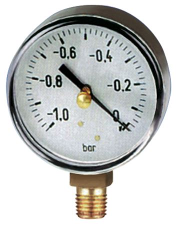 50 mm Gauge Diameter Thread: 1/4" BSPT - Pressure Range: -30"" Hg / 0 to -1 Bar" - Part number YV003050A4D