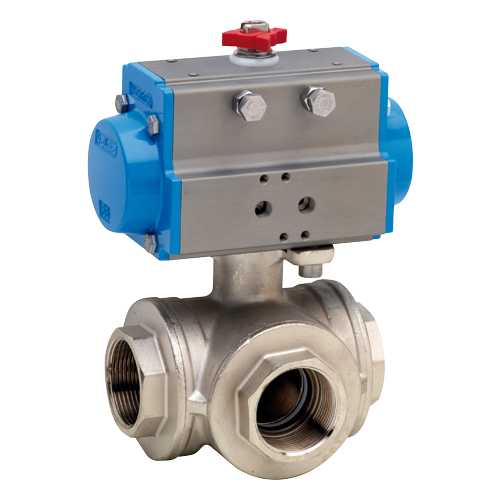 BONOMI - Three-Way Ball Valve BSPP Female T Port Double Acting - Part number ZBV8P0083-04
