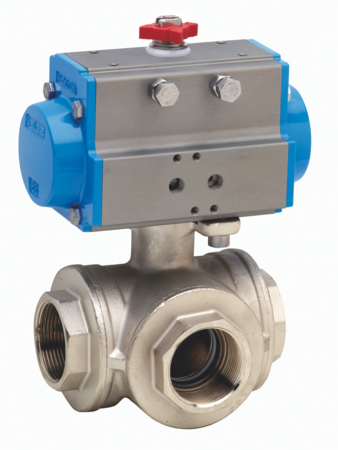 BONOMI - Three-Way Ball Valve BSPP Female L Port Single Acting - Part number ZBV8P0086-07