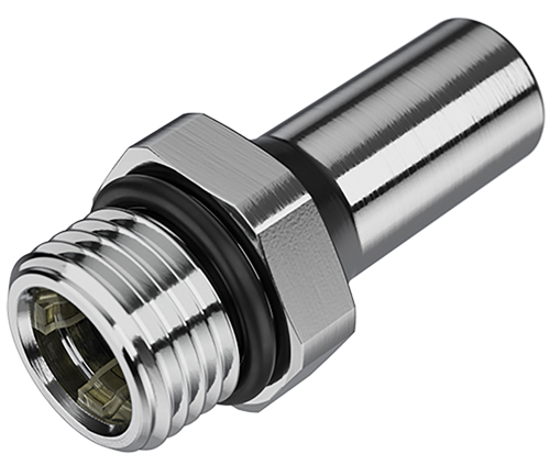 CPC - In-line Valved SAE Male Everis BLQ2 & BLQ4 Series, Chrome Plated Brass - Part number cBLQ4D46004