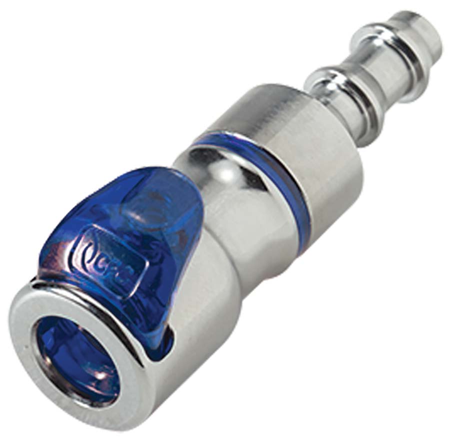 CPC - In-Line Hose Barb – Valved Swivel Body Blue . - Part number cLQ2D1704LBLU