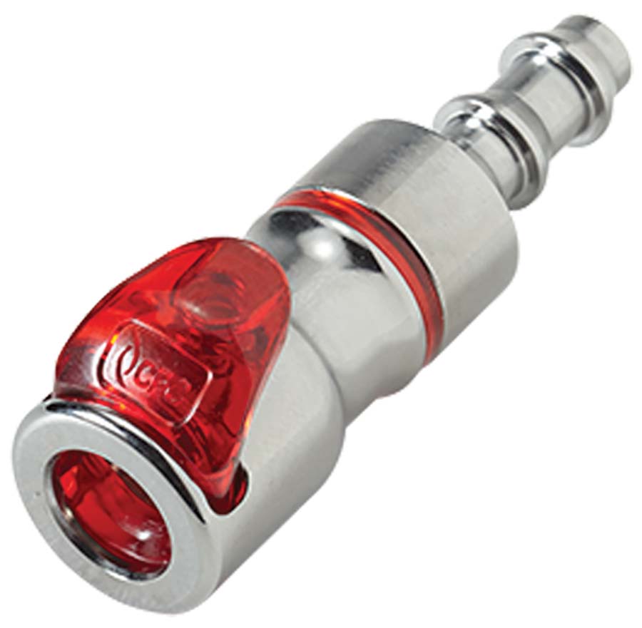 CPC - In-Line Hose Barb – Valved Swivel Body Red . - Part number cLQ2D1704LRED