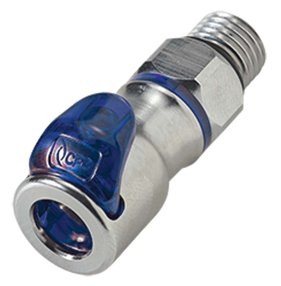 CPC - In-Line Male Thread – Valved Swivel Body Blue . - Part number cLQ2D3004BLU