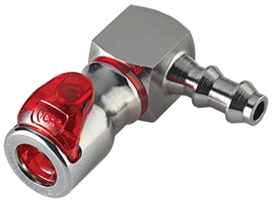 CPC - Hose Barb – Valved Swivel Elbow Body Blue . - Part number cLQ2D3304LBLU