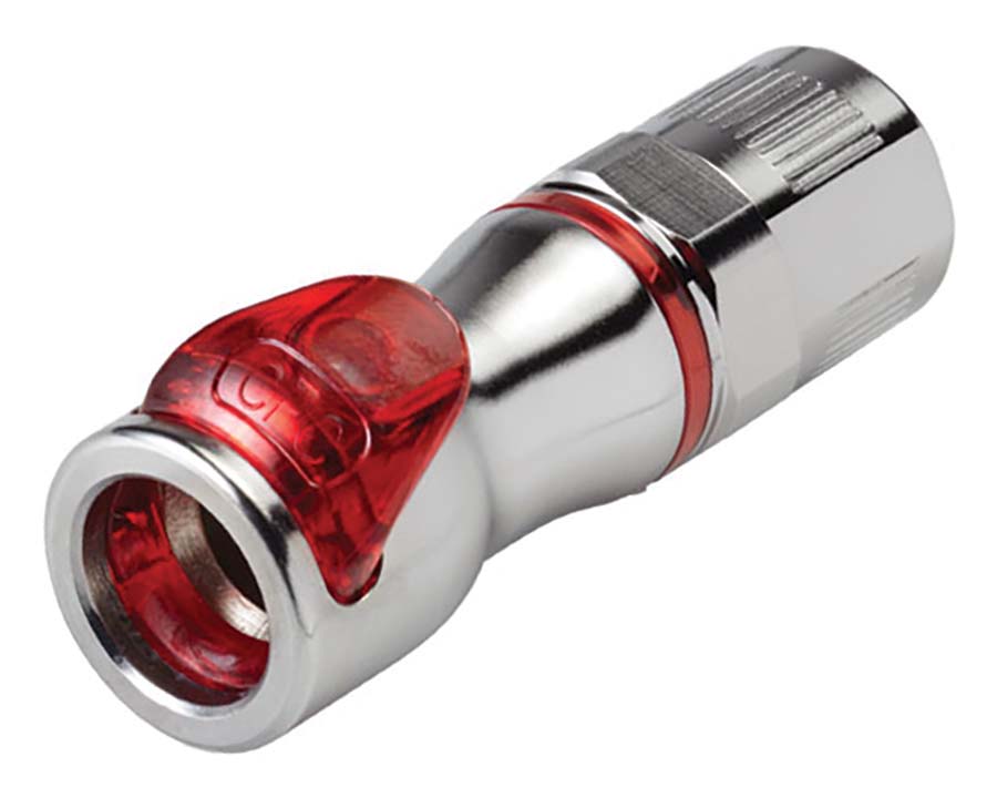 CPC - In-Line – Valved Ferruless Polytube Fitting PTF 3/8" ID x 1/2" OD - Part number cLQ6D13008RED