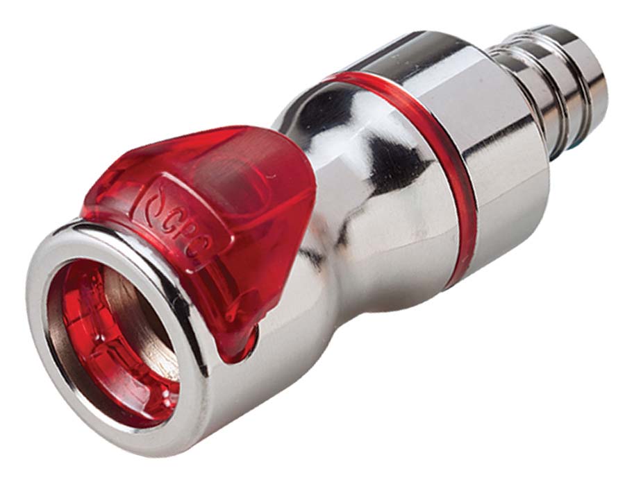 CPC - In-Line – Valved Hose Barb 3/8" ID - Part number cLQ6D17006RED