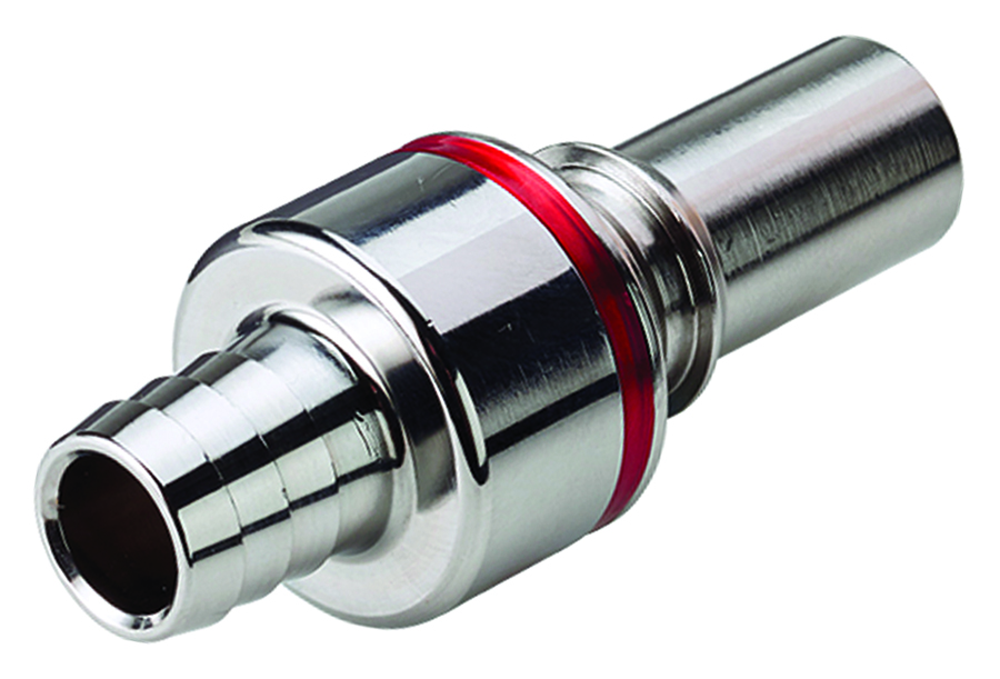 CPC - In-Line – Valved Hose Barb 1/2" ID - Part number cLQ6D22008RED