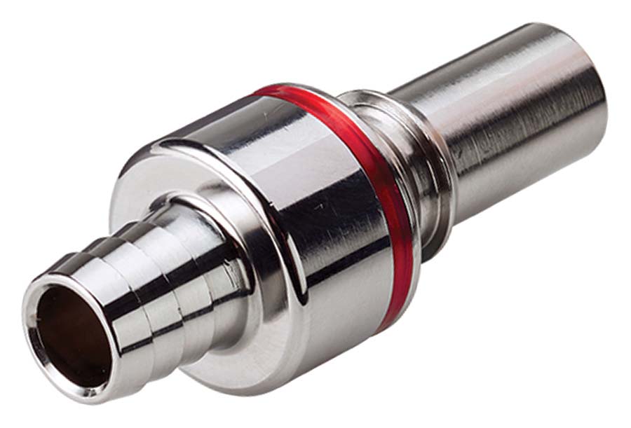 CPC - In-Line – Valved Hose Barb 3/8" ID - Part number cLQ6D22006RED