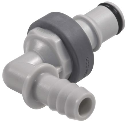 Elbow – Valved Hose Barb Tubing / Thread Size: 3/8" Id Metric Eq.: 9.5 mm Id" - Part number cNS4D23006