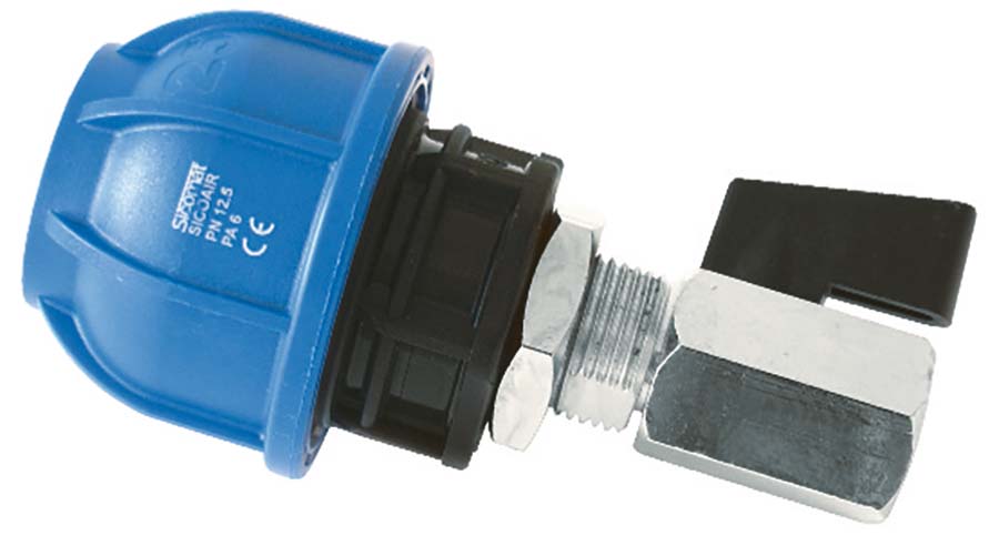 SICOMAT - End Caps with Mini Ball Valve . - Part number rR219020014